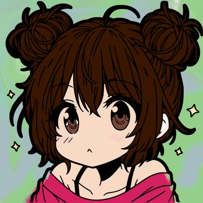 a manga girl with messy small buns