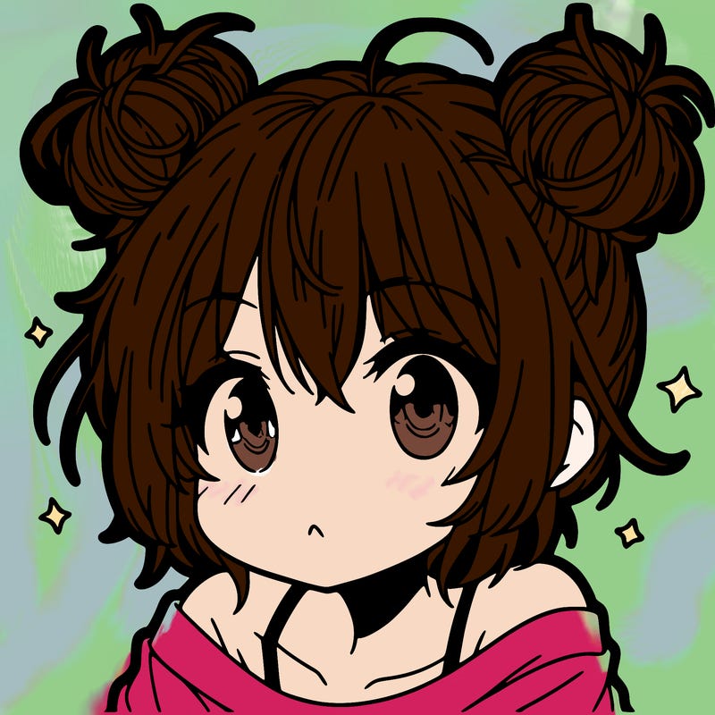 a manga girl with messy small buns