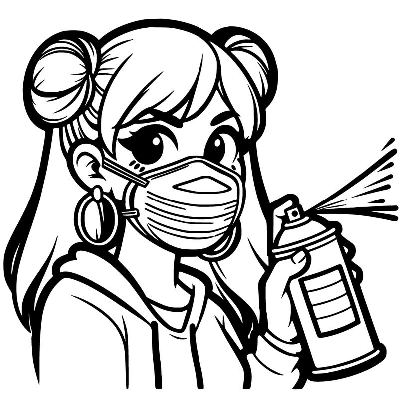 spray paint on face girl