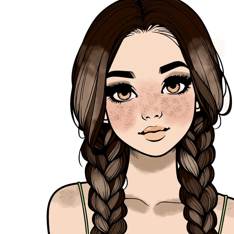 realistic girl with braids