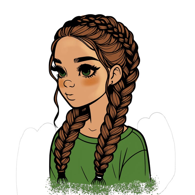 realistic girl with braids