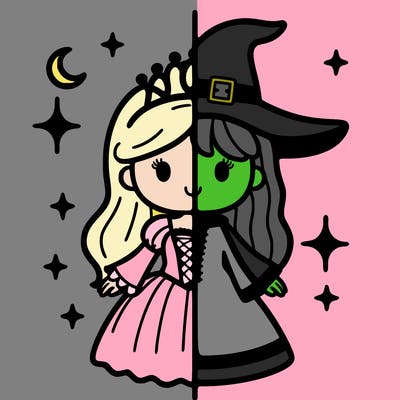 split princess and witch