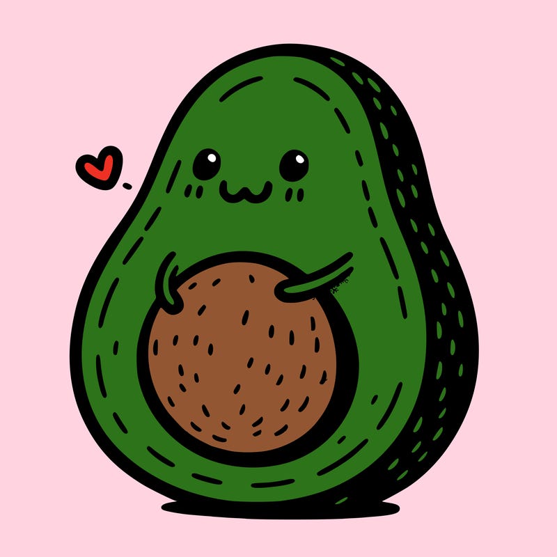 an avocado hugging an avocado