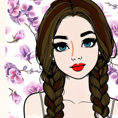 realistic girl with braids