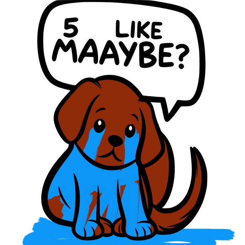 a puppy that says 5 like maybe