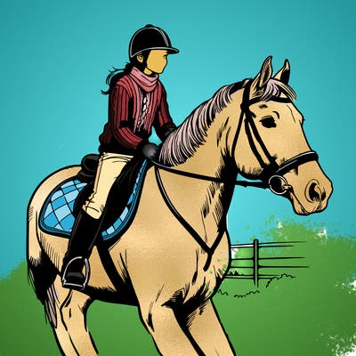 realistic horse girl riding