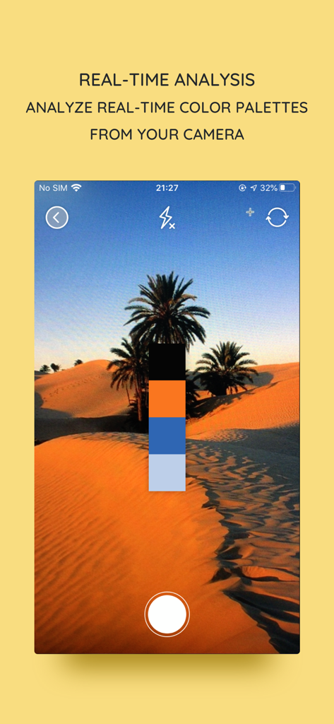 Real-time color palette analysis from camera in the iPalettes app
