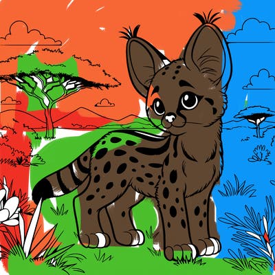 serval in a savanna