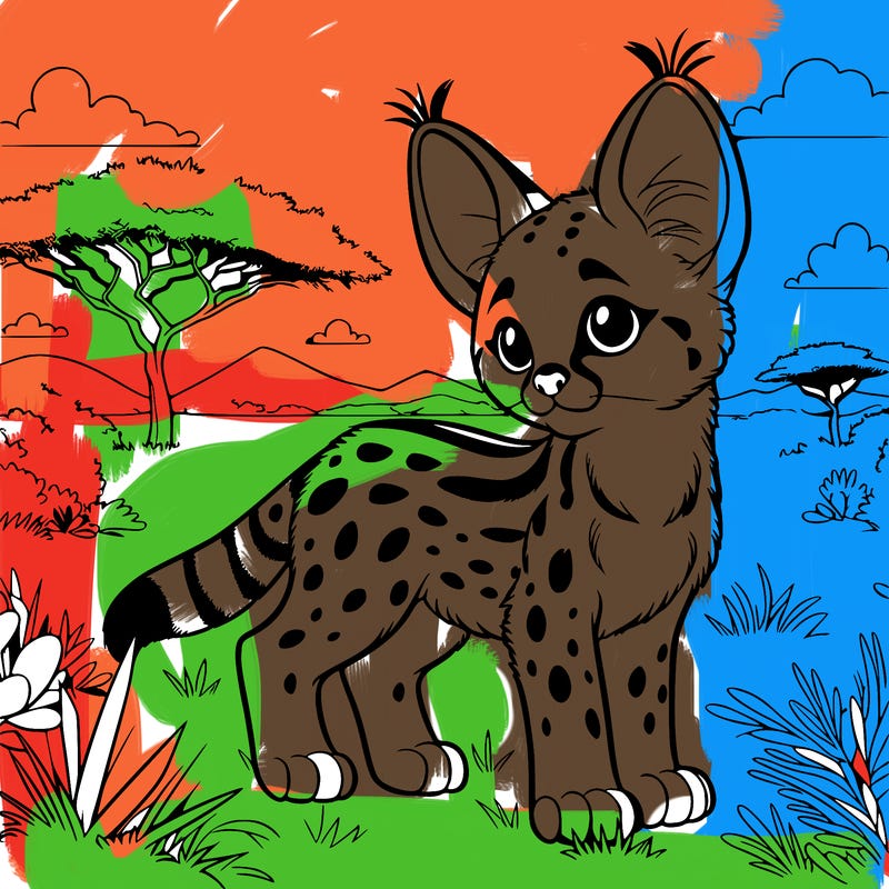 serval in a savanna