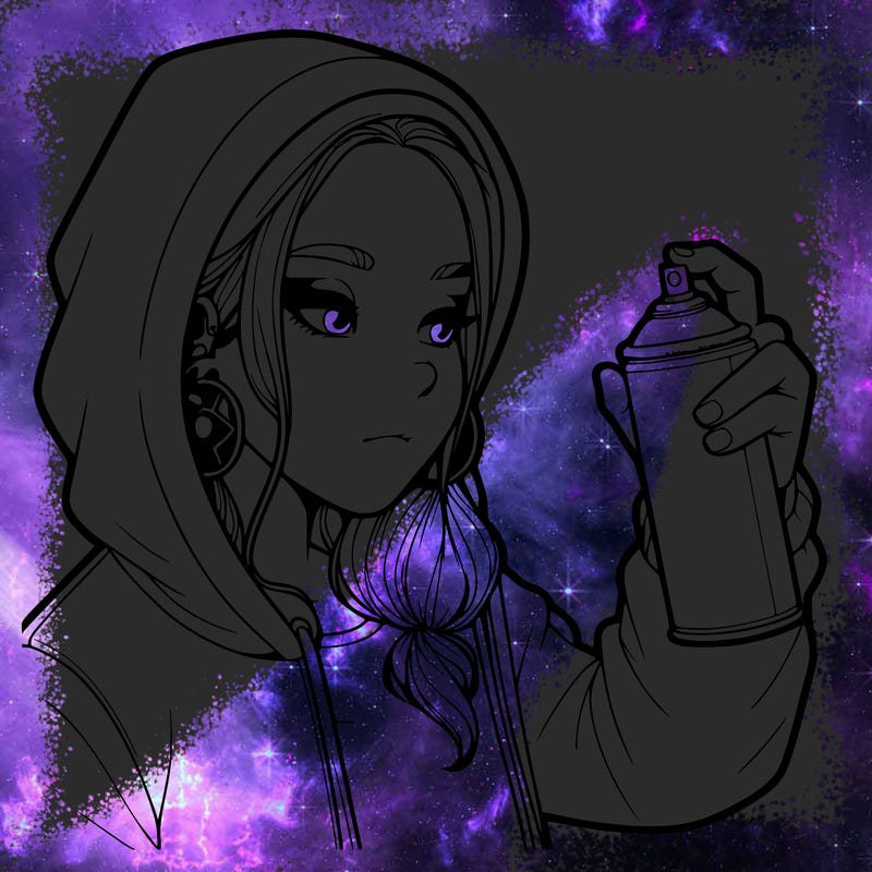 a realistic girl, spray painting