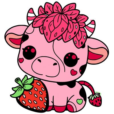 cute strawberry cow