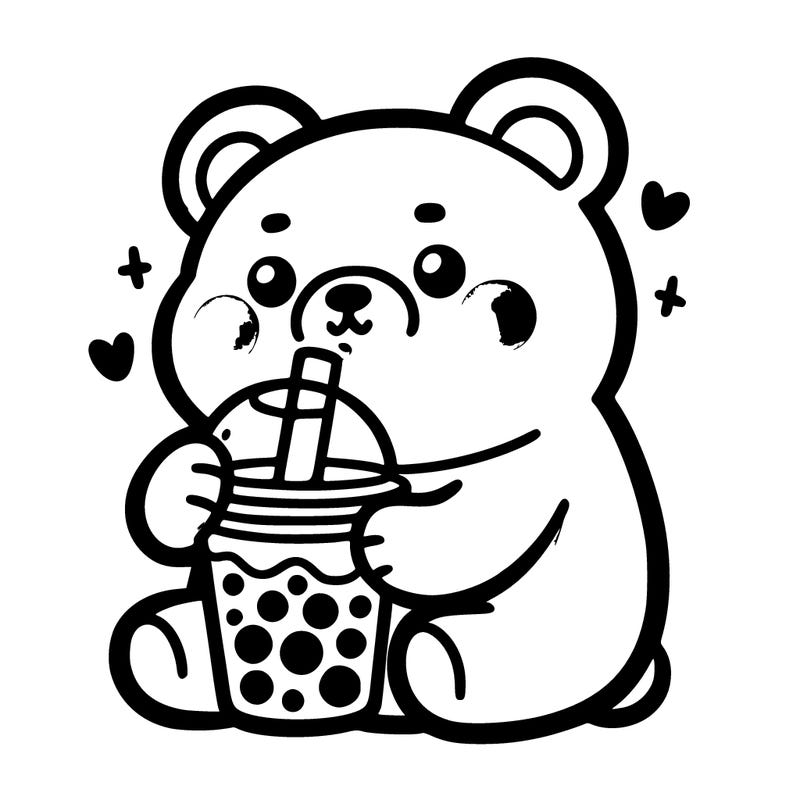 bear dinking boba