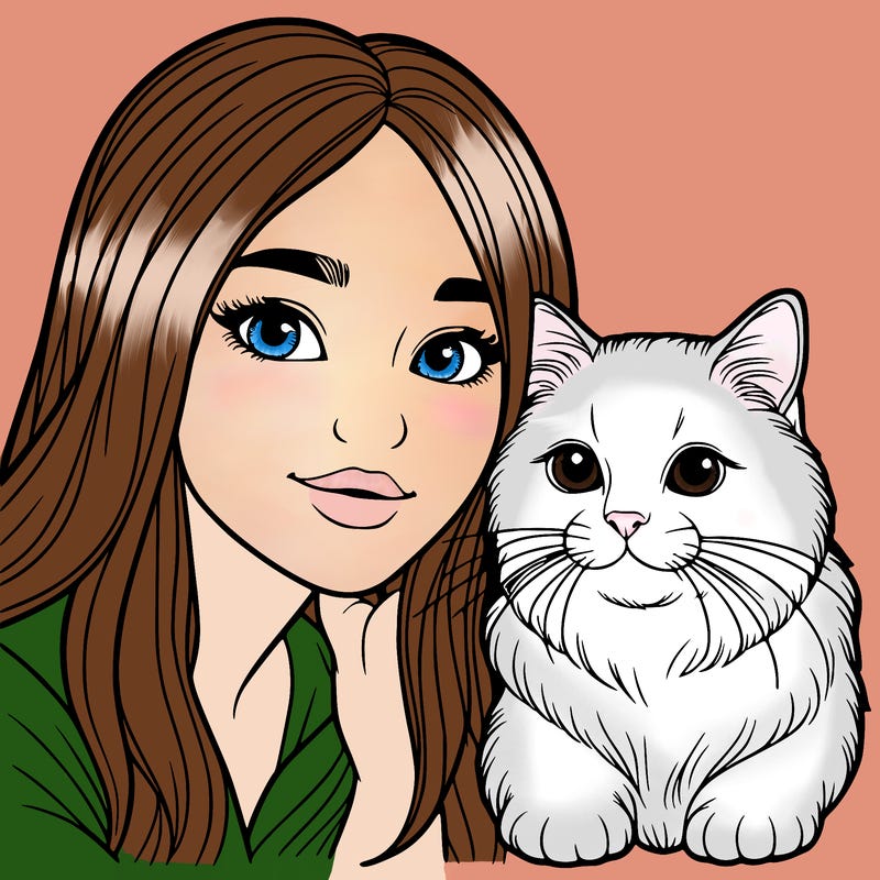 realistic girl and a cat
