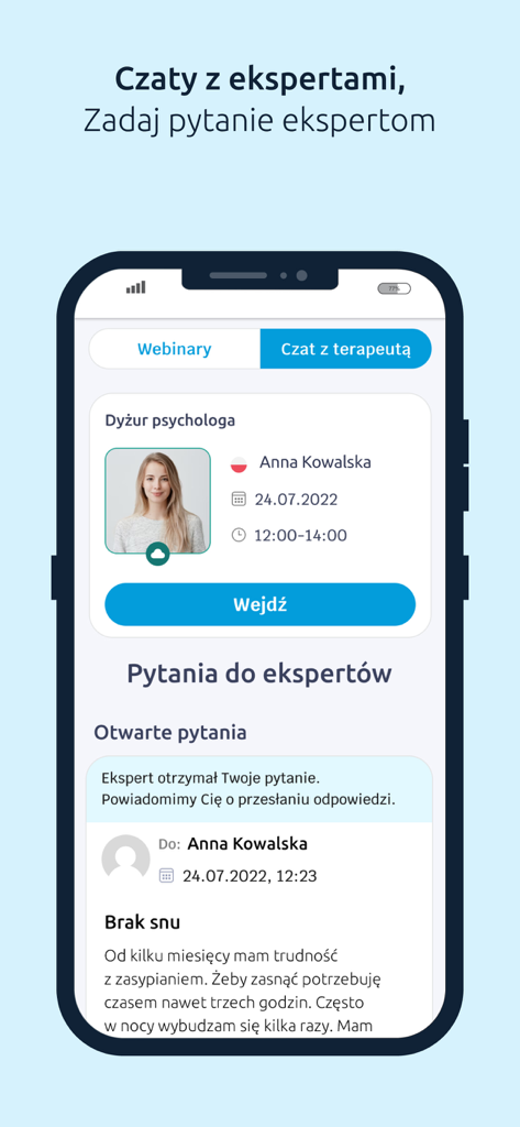 Helping Hand Mental Health App - Helping Hand app interface showing psychologist duty hours and a section for asking mental health experts questions.