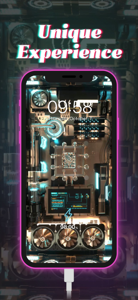 Futuristic circuit board charging animation for iPhone