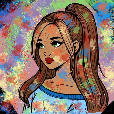 realistic girl with a high ponytail