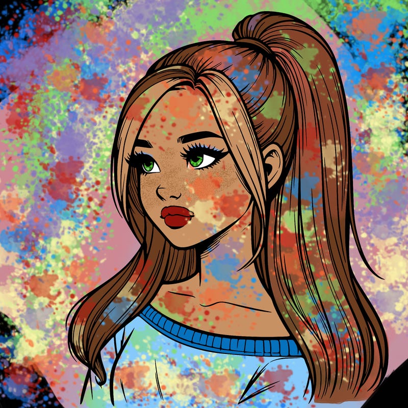 realistic girl with a high ponytail