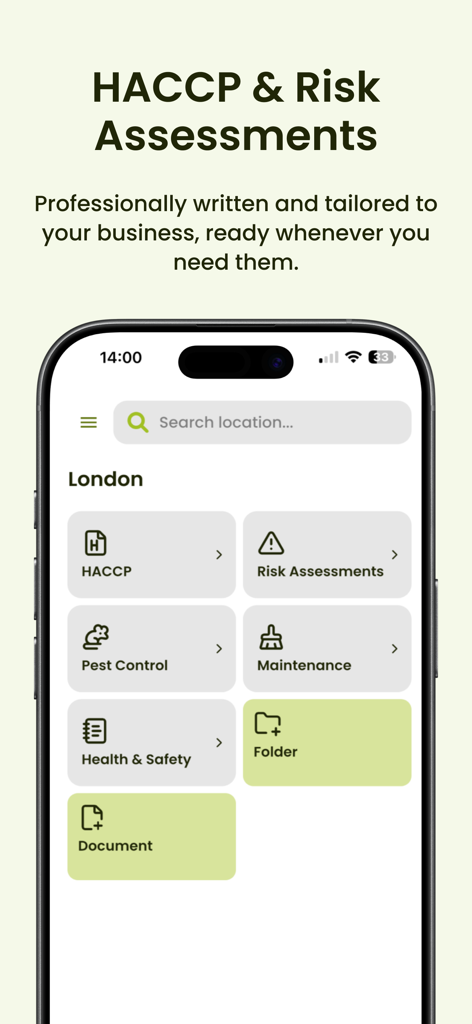 Food Safety Guru - Food Safety Guru app interface showing HACCP and Risk Assessment management modules