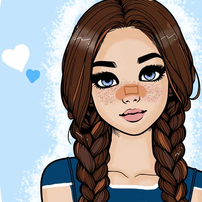 realistic girl with braids