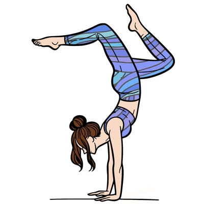 a woman doing a handstand