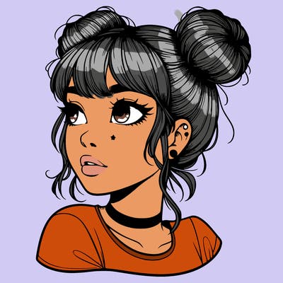 realistic girl with spacebuns