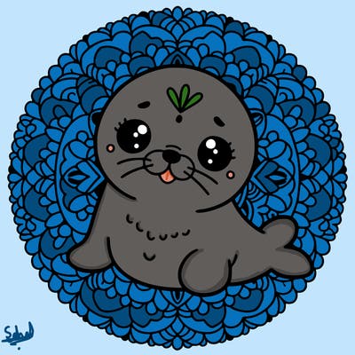 a cute baby seal mandala