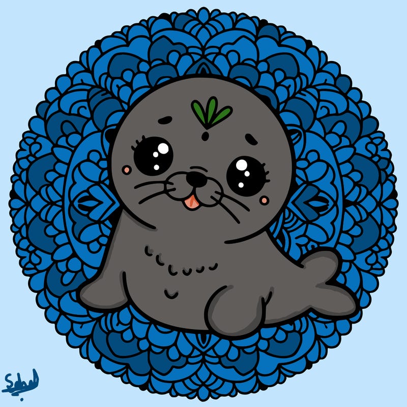 a cute baby seal mandala