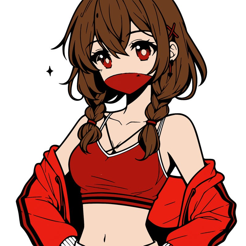 anime girl wearing crop top