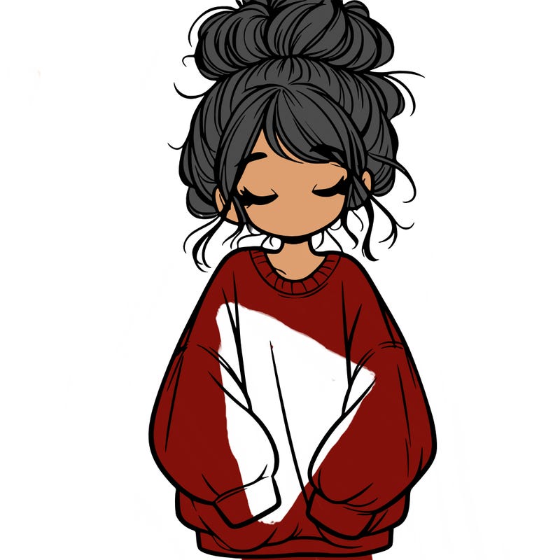 girl with baggy sweatshirt and messy bun