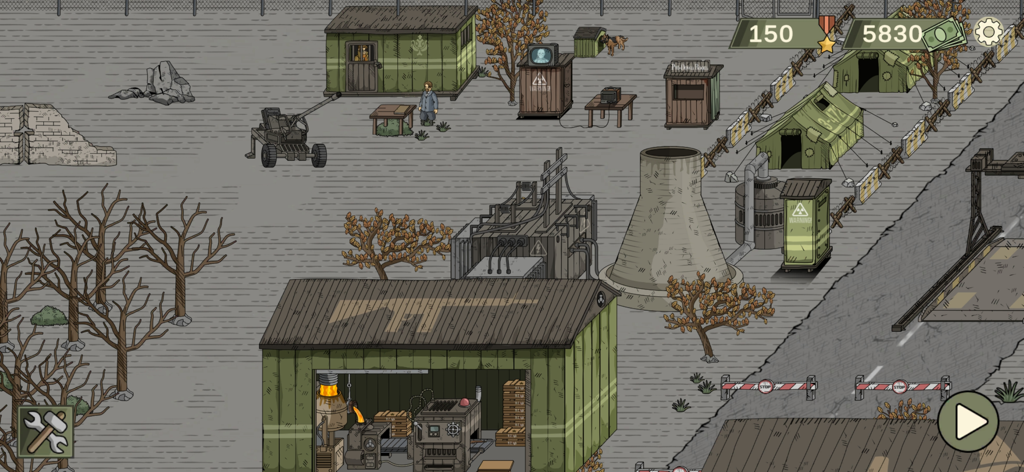 Isometric view of the border patrol station and military base in Black Border 2 gameplay.