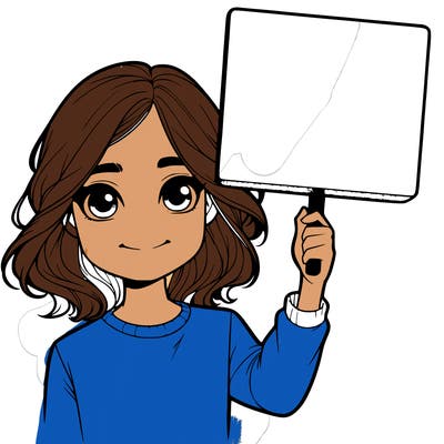 realistic girl holding up a sign