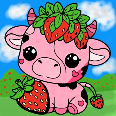 cute strawberry cow