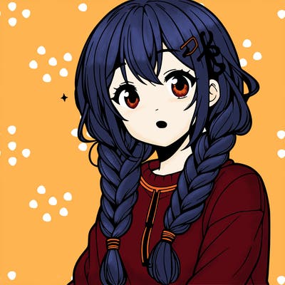 anime woman with braids