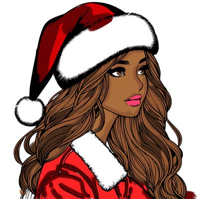 realistic girl in santa hat