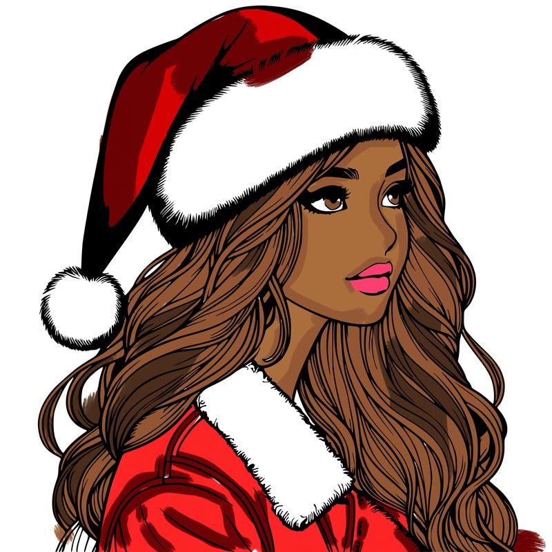 realistic girl in santa hat