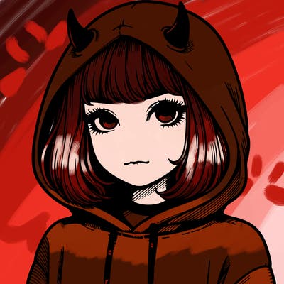 realistic girl with devil hoodie