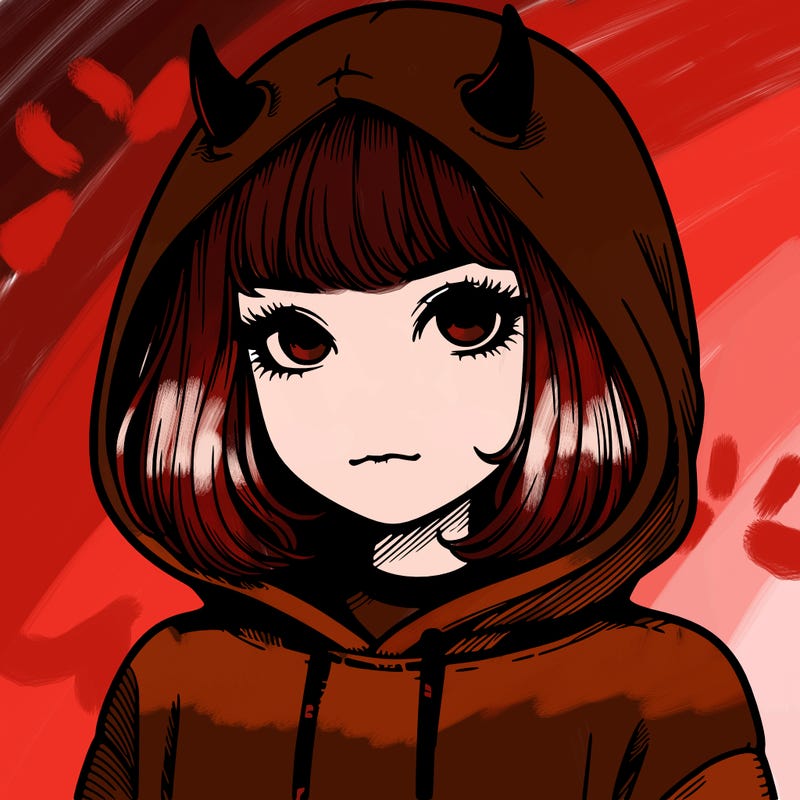 realistic girl with devil hoodie