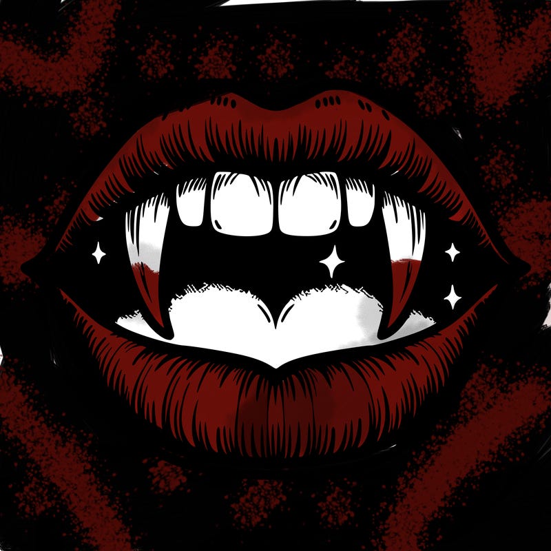 lips with vampire teeth