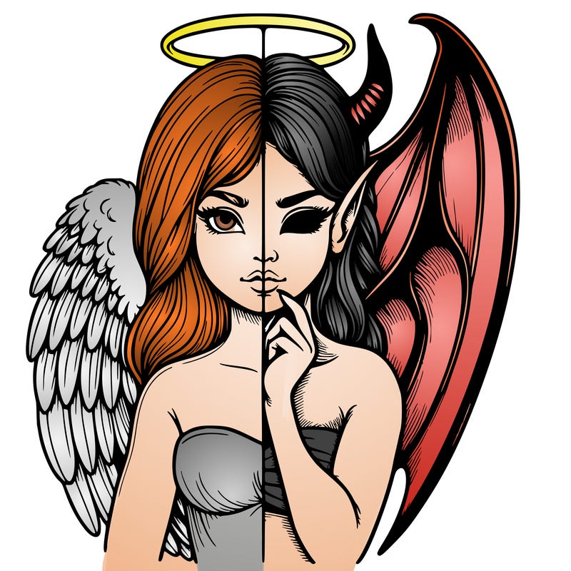 realistic angel half demon