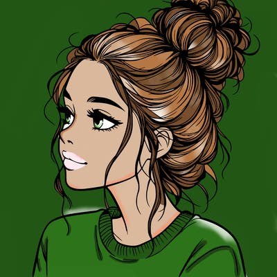 a realistic girl with a messy bun