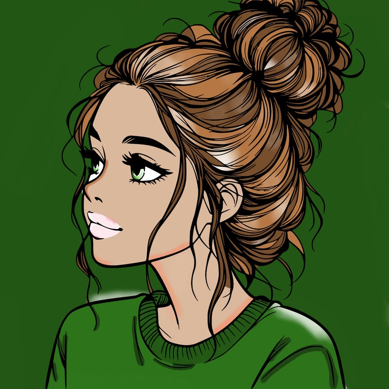 a realistic girl with a messy bun