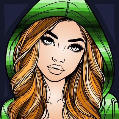 realistic beautiful girl with a hood on