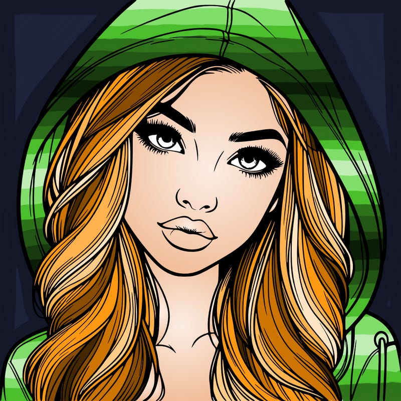 realistic beautiful girl with a hood on