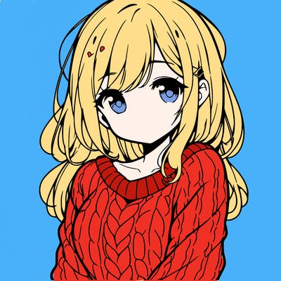 an anime girl with sweater