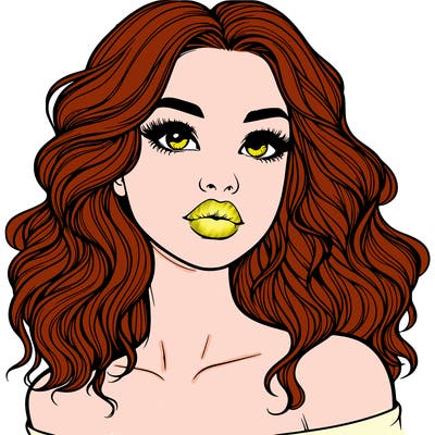realistic girl with wavy hair and lips