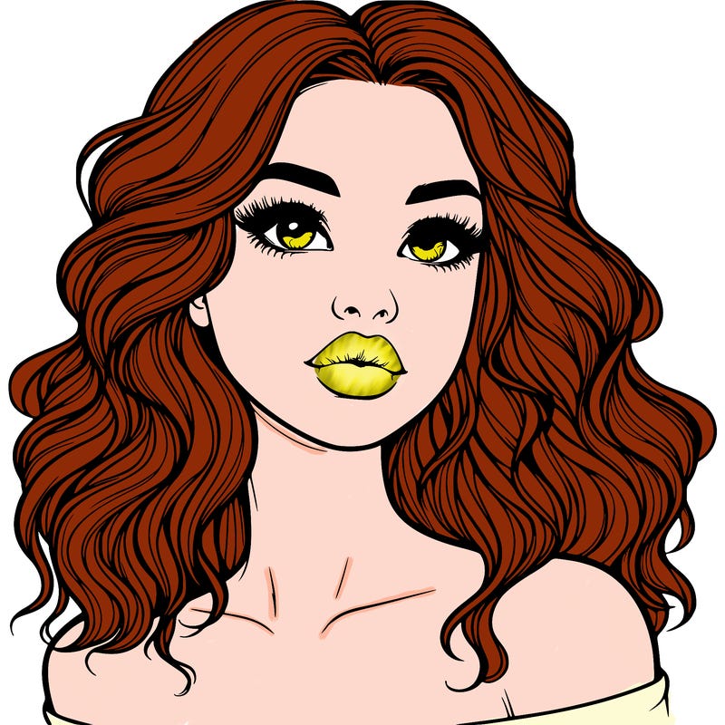 realistic girl with wavy hair and lips