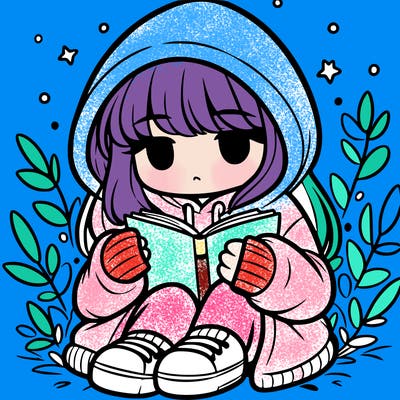 girl in oversized hoodie reading a book