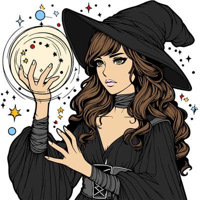 realistic women sorcerer using magic