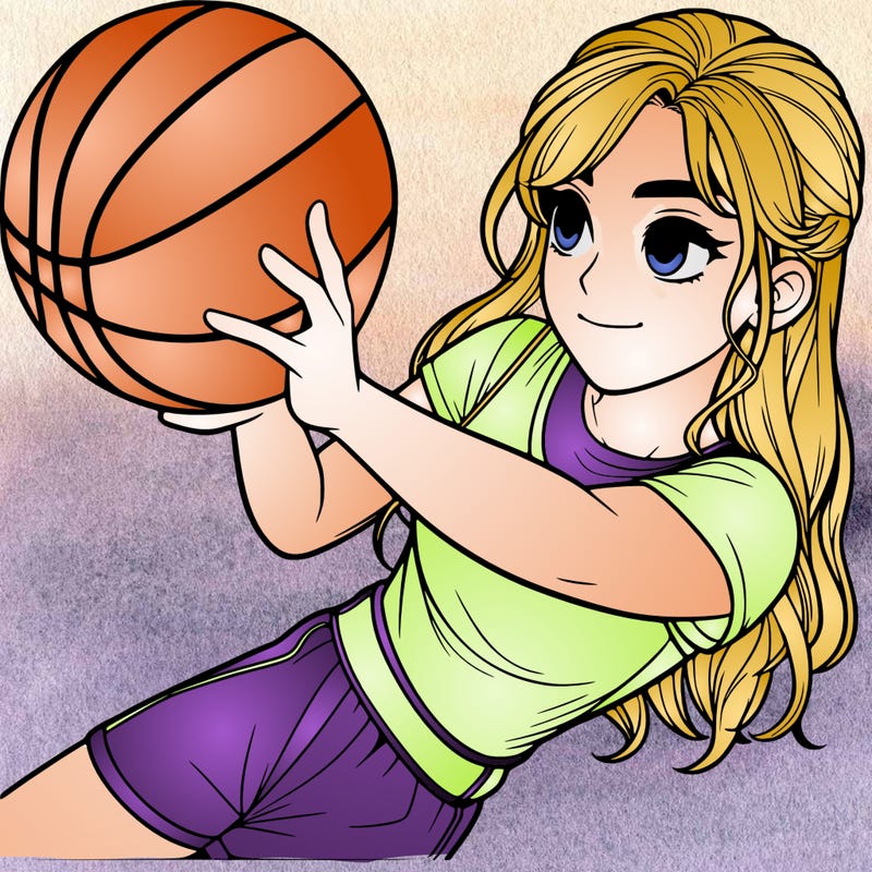 realistic girl playing basketball