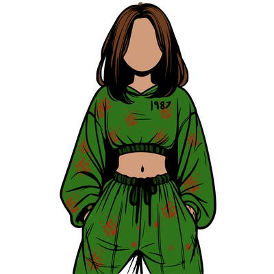 realistic girl faceless with baggy pants and a crop top